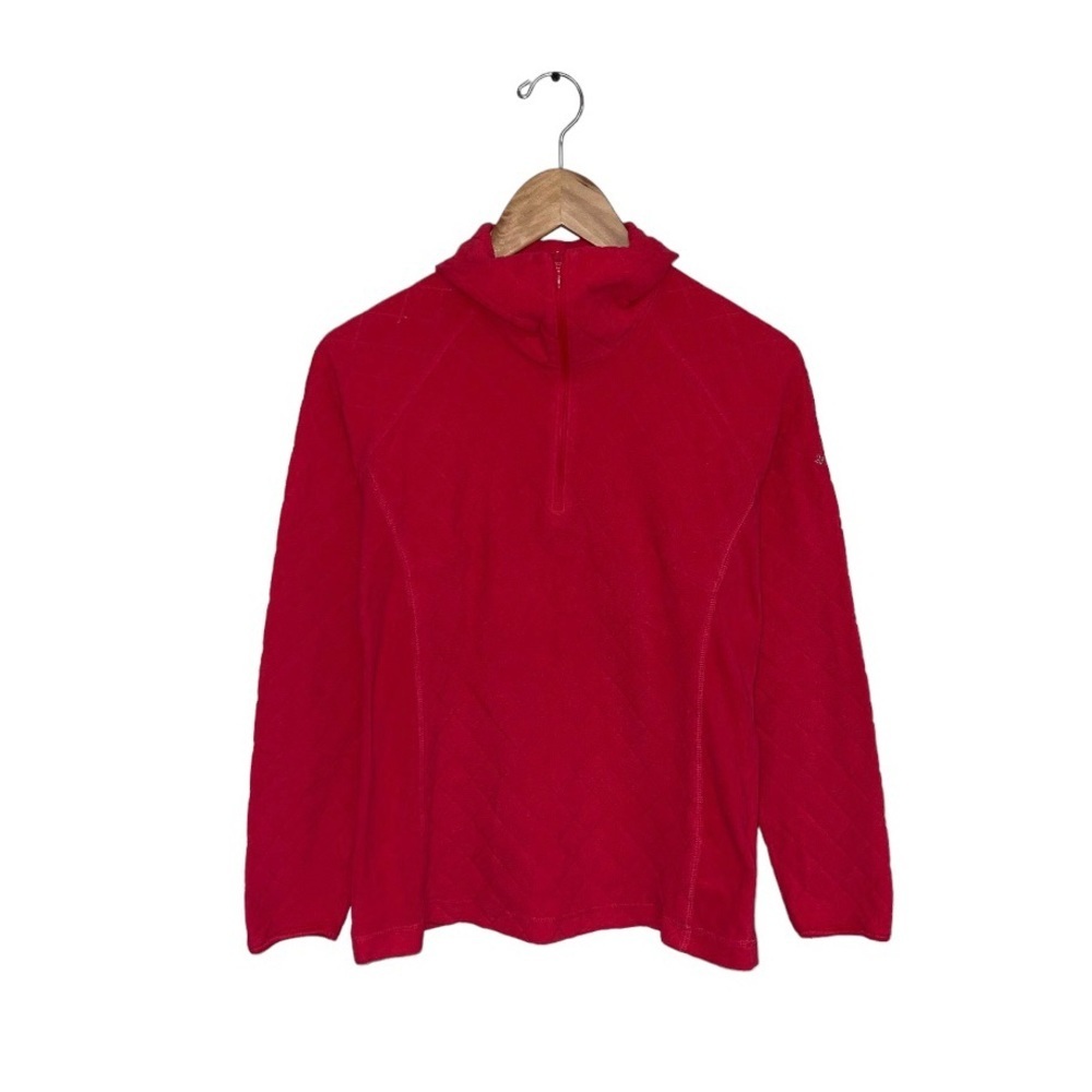 Columbia‎ Sportswear Red Pink Quilted Fleece 1/4 Zip Sweater Women’s Small